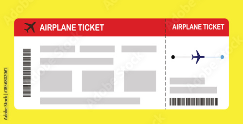 Vector illustration of a blank airplane boarding pass template with a QR code. Business travel, passengers, vacation, travel.