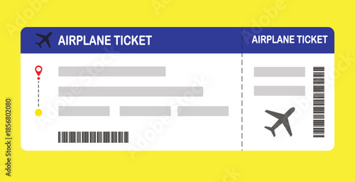 Vector illustration of a blank airplane boarding pass template with a QR code. Business travel, passengers, vacation, travel.
