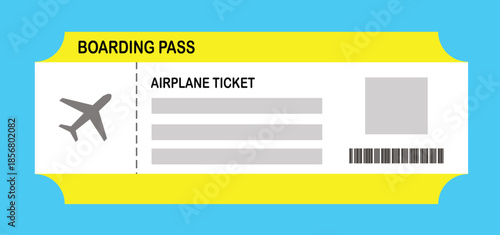 Vector illustration of a blank airplane boarding pass template with a QR code. Business travel, passengers, vacation, travel.