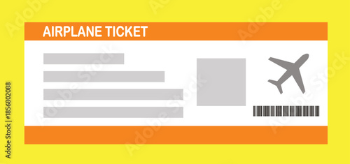 Vector illustration of a blank airplane boarding pass template with a QR code. Business travel, passengers, vacation, travel.