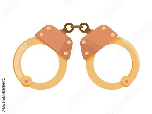 Handcuffs. Detective. Flat vector clipart, illustration with isolated background.