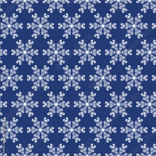 Winter seamless pattern with snowflakes, holiday background. Vector illustration for fabric, textile wallpaper, posters, gift wrapping paper. Christmas vector illustration. Falling snow.