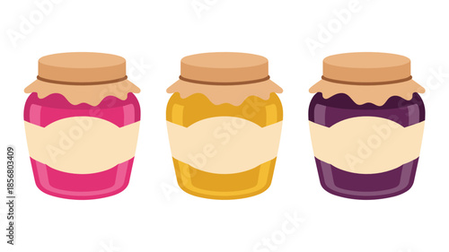 Three Jars of Preserves with Blank Labels jelly fruit
