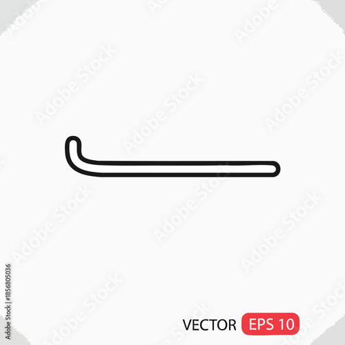 A long, curved line, slightly bent at one end, on a white background