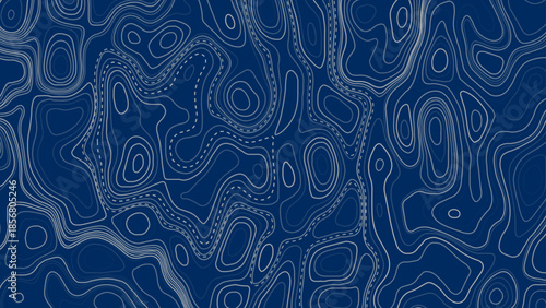 Vector illustration. Abstract contours form digital landscape, mimicking terrain of technological advancements and innovation. Concept of technology, science. Wallpaper. Pattern.
