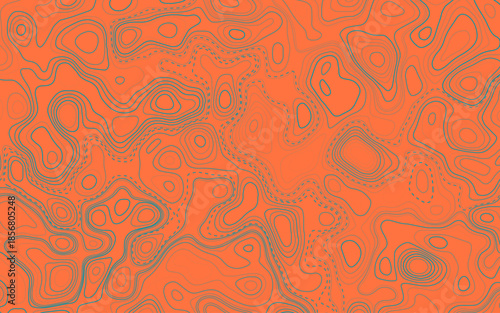 Vector illustration. Abstract contours form digital landscape, mimicking terrain of technological advancements and innovation. Concept of technology, science. Wallpaper. Pattern.