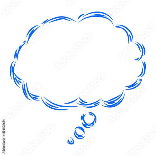 Blue Sketchy Thought Bubble  HandDrawn Communication Icon