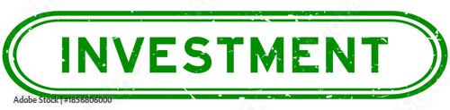 Grunge green investment word rubber seal stamp on white background