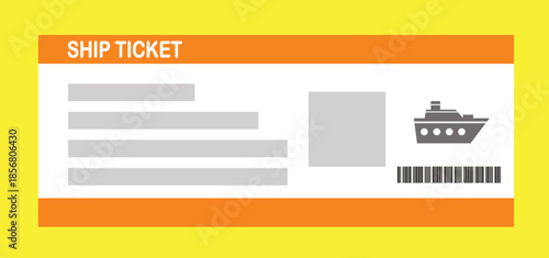 Vector illustration of a blank ship boarding pass template with QR code. Business travel, passengers, vacation, travel.