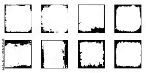 Grunge rectangle border set .Grunge style with brush stroke grunge frame.