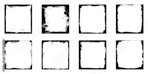 Grunge rectangle border set .Grunge style with brush stroke grunge frame.