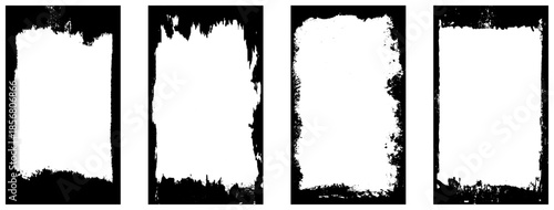 Grunge frame on a white background. Old frame with dust texture.  Dirty retro border. 