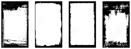 Grunge frame on a white background. Old frame with dust texture.  Dirty retro border. 