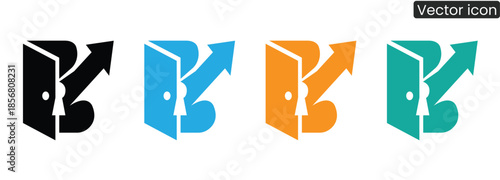 Vibrant arrow icons in four colors for business and design use
