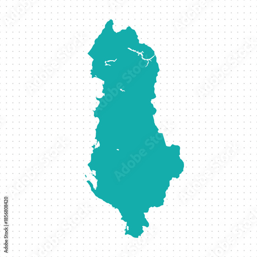 Map of Albania, sign silhouette. World Map Globe. Vector Illustration isolated on white background. Europe continent.