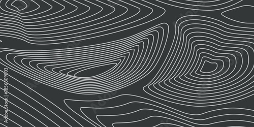 abstract wavy contour lines on a dark background, creating the effect of a topographic map or optical illusion.