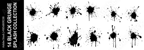 Set of a splash effects, black liquid splatter effects, vector illustration