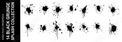 Set of ink drops spots, splash vector paint, black liquid splatter effects, 300dpi latest assets.