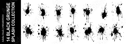 Set of ink drops spots, splash vector paint, black liquid splatter effects, 300dpi latest assets.