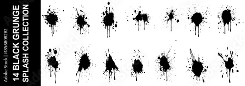 Set of a splash effects, black liquid splatter effects, Grunge splashes set vector. vector illustration 300dpi. 
