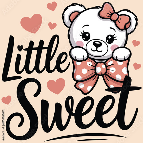 A little sweet bear with bow and heart design for dtf and perfect for screen print