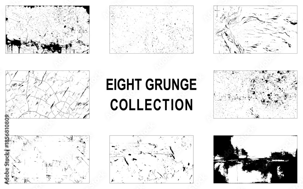 Fototapeta premium Set of Black and white grunge. Distress overlay texture. Surface dust and rough dirty wall background concep