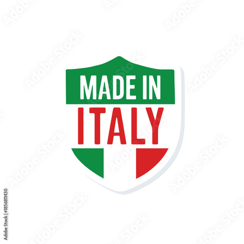 Made in Italy Shield Emblem. Authentic Italian Product Badge. Premium Italy Manufacturing Label.