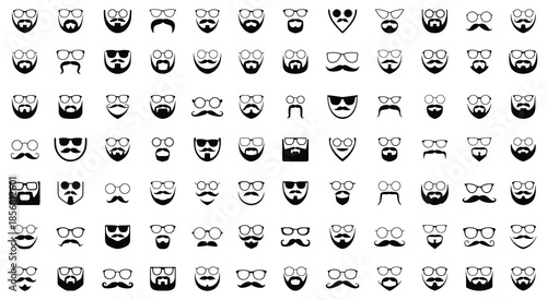 Beard and mustache styles icon collection