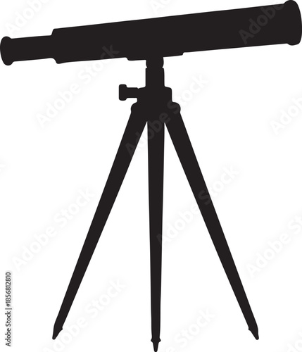 Black silhouette of a telescope on a tripod white 1