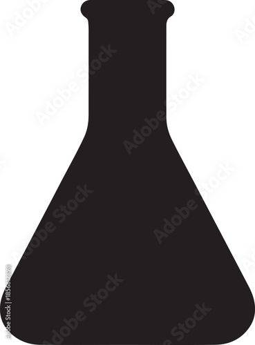 Black silhouette of a conical flask laboratory
