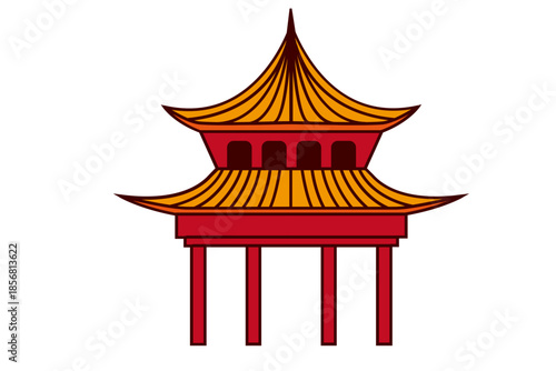 Classic Red Traditional Chinese Pagoda