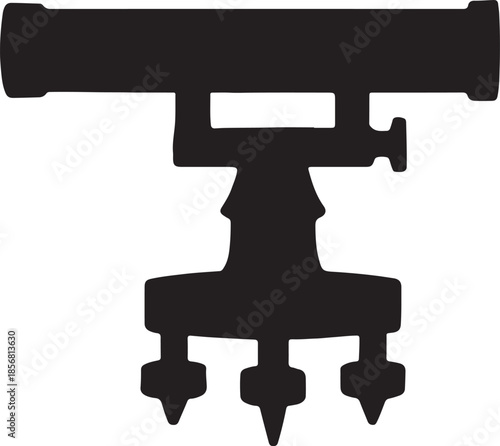 Black silhouette of a telescope on a tripod white