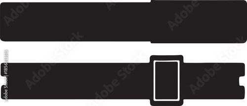 Black leather belt with silver buckle outline