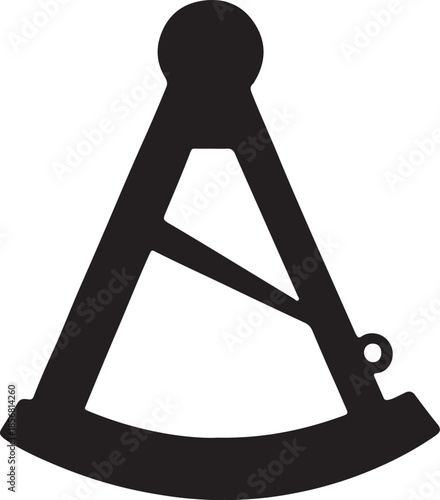 Black drafting tool with white background compass geometry