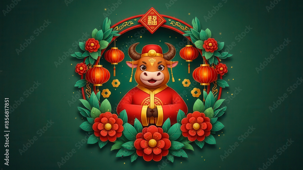 Fototapeta premium Celebrating chinese new year with ox symbol