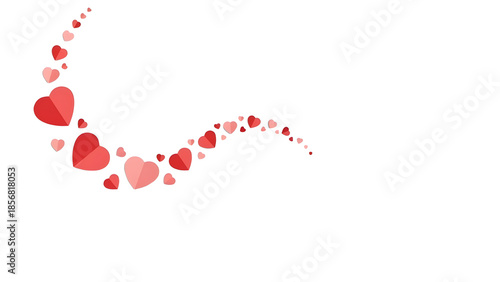 Floating red hearts isolated on transparent background