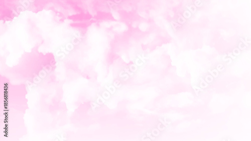 White cumulus clouds in the pink sky, timelapse. Bright beautiful sky, copy space background