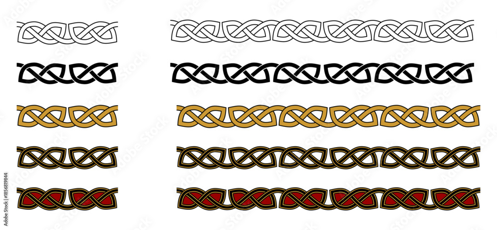 Fototapeta premium Celtic Knot Style Seamless Pattern Decorative Ornament Frame Border Vector Illustration Set 