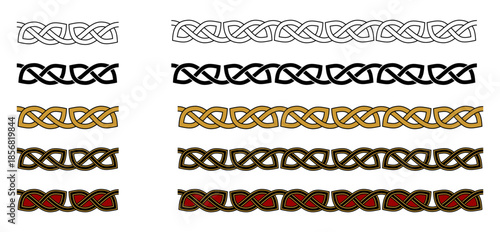 Celtic Knot Style Seamless Pattern Decorative Ornament Frame Border Vector Illustration Set
