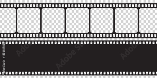 Old retro movie film strip set with grunge texture isolated on white background. Film strip templates. Cinema and filmmaking concept.eps10