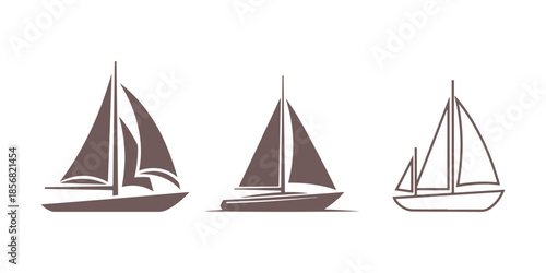 Sailboat design, stock vector image, boat logo featured on a white surface

