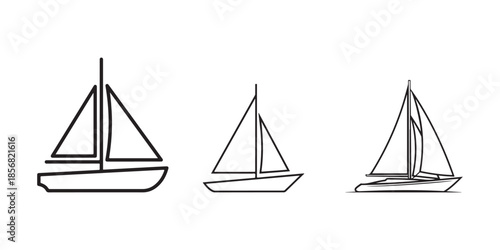 Sailboat design, stock vector image, boat logo featured on a white surface