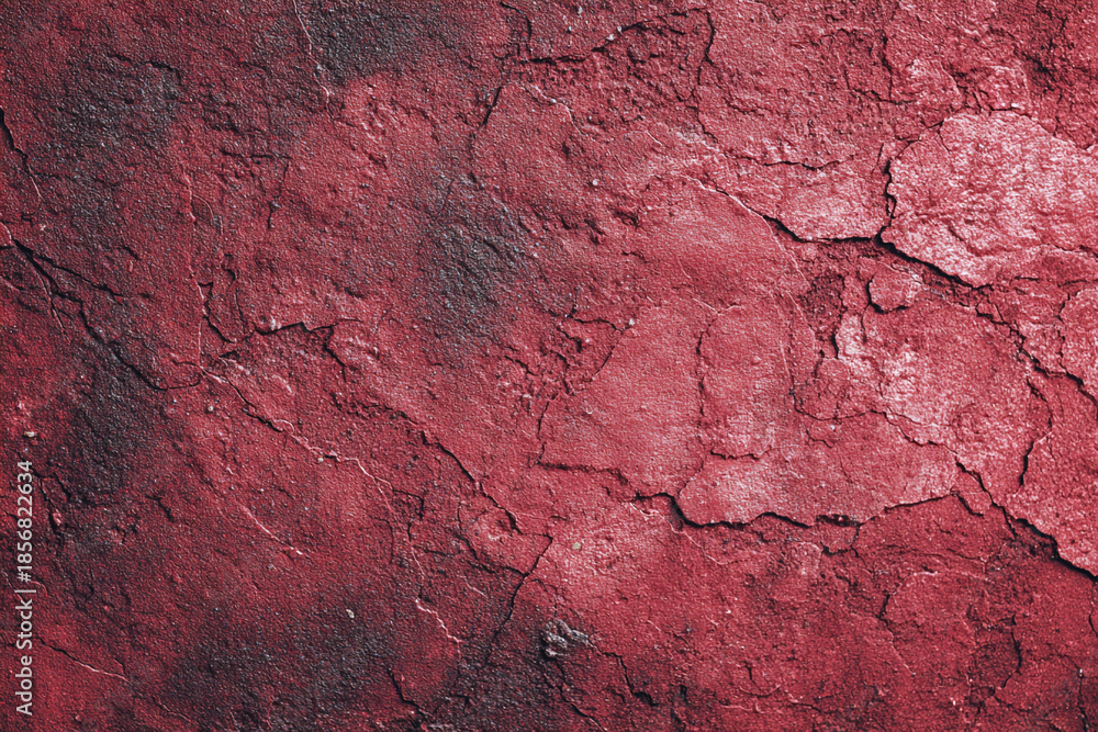 Fototapeta premium Deep crimson cracked surface texture with rough irregular patterns and subtle dark undertones