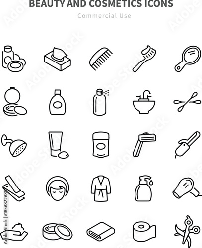 Beauty and Personal Care Outline Icons Collection