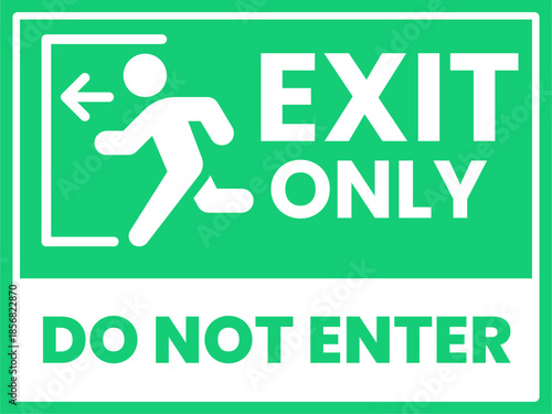 Caution, Simple Exit Only Directional Sign.  Notice, exit sign vector and image. Minimalist.