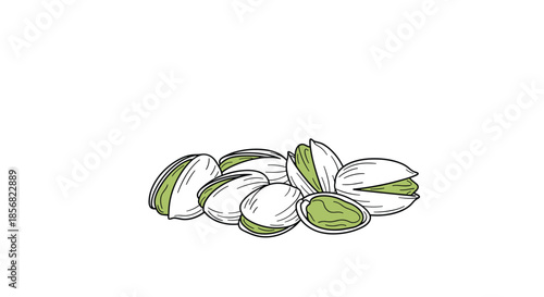 Pile of healthy pistachios in their shells and some shelled kernels isolated on a white background for food or snack concepts.