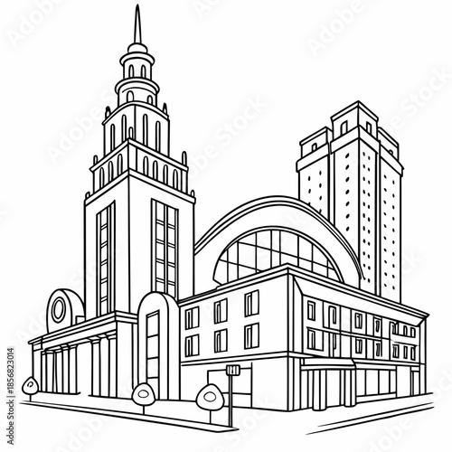 Historic train station with clock tower