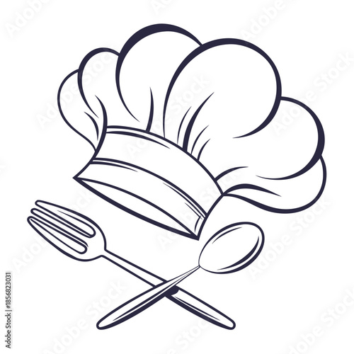 Chef hat with fork and spoon