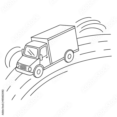 Truck driving on curved road