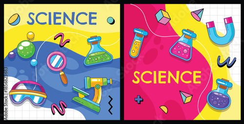 Science and chemistry poster template vector background